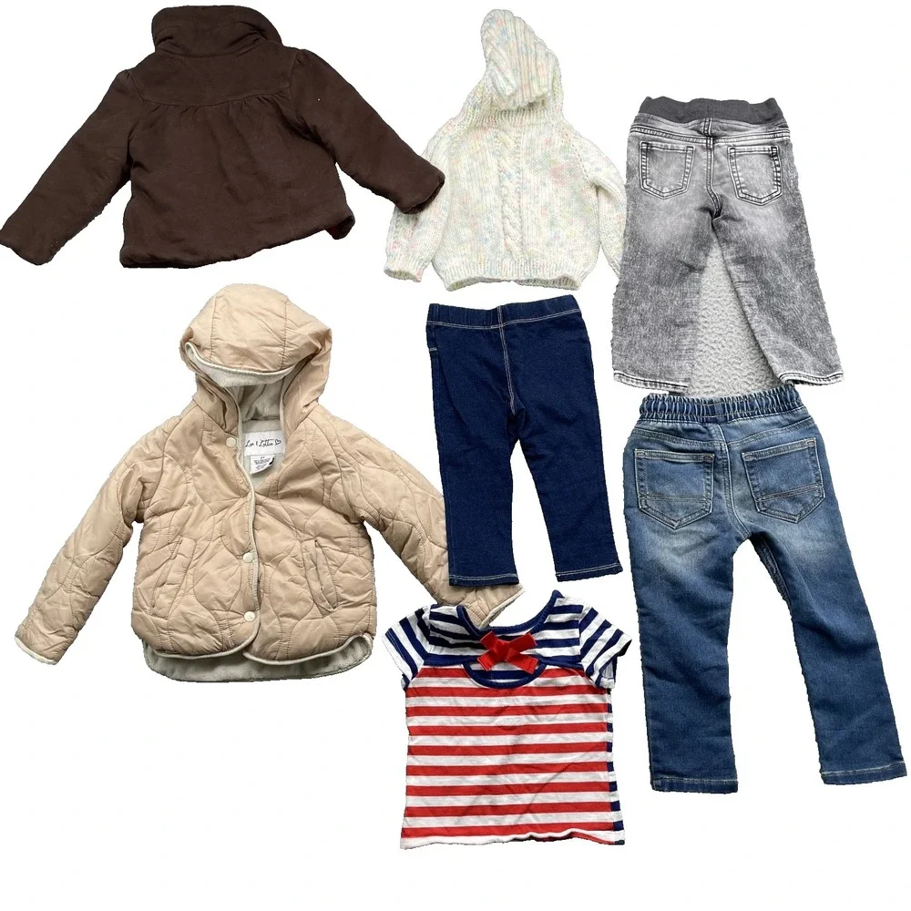 Cat & Jack Gymboree Mix Brand Lot of 7 Girls 2T Toddler Jacket Coat Jeans Shirt